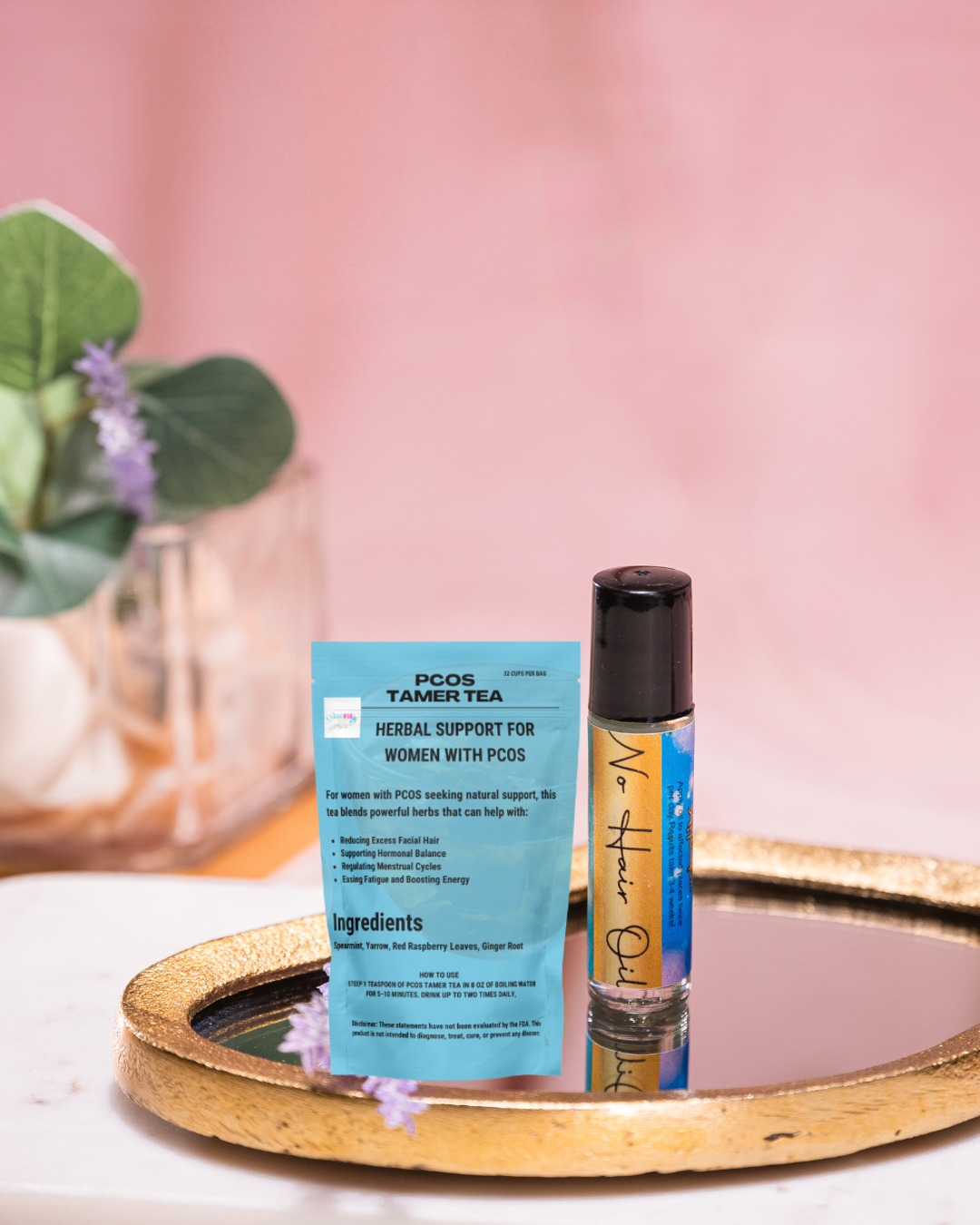 PCOS Support Bundle – Herbal Tea + Hair Oil for Hormonal Balance & Hirsutism