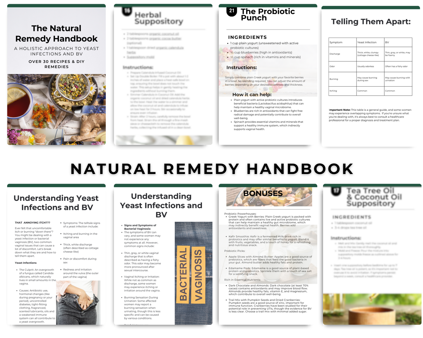 Natural Remedy Handbook-A Holistic Approach to Yeast Infections and BV: Over 39 RECIPES & DIY REMEDIE S