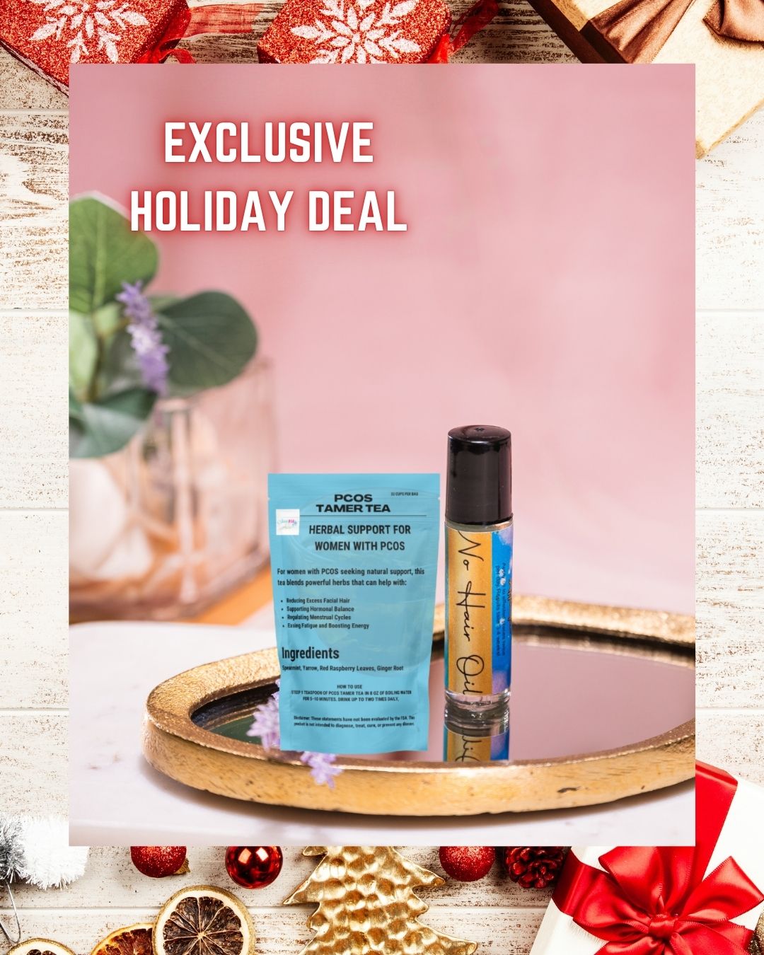 PCOS Support Bundle – Herbal Tea + Hair Oil for Hormonal Balance & Hirsutism